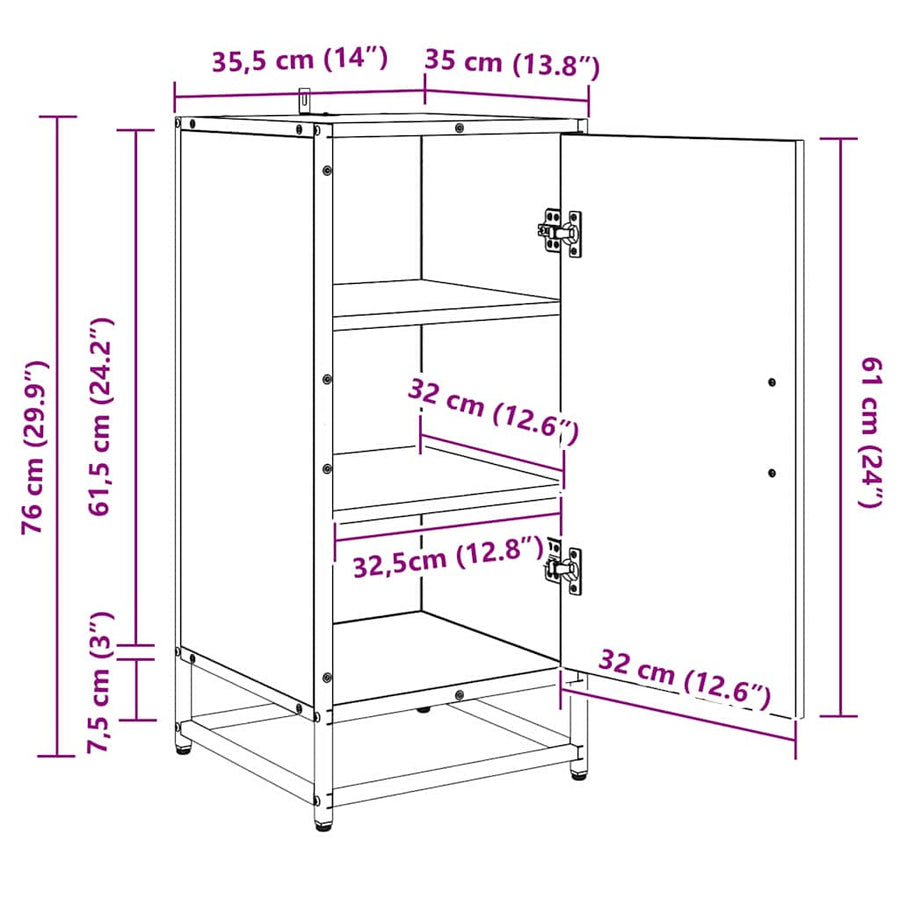 Dressoir Zwart Eiken 35,5 x 35 x 76 cm