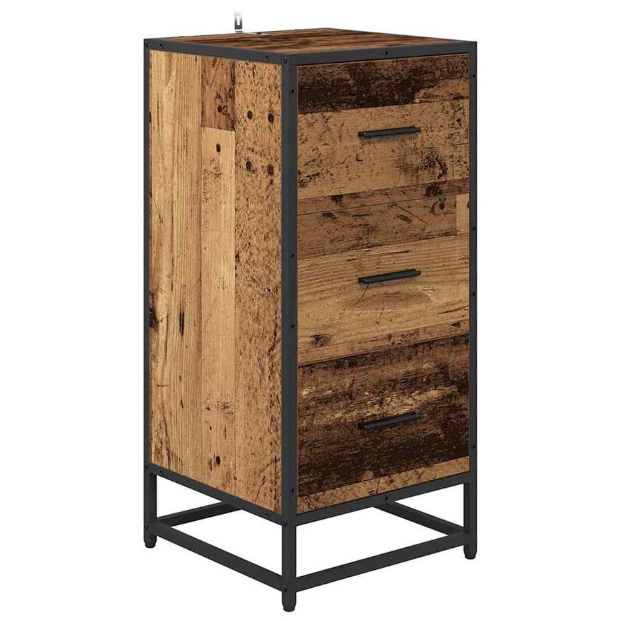 Dressoir met lade Oud hout 35.5 x 35 x 76 cm Bewerkt hout