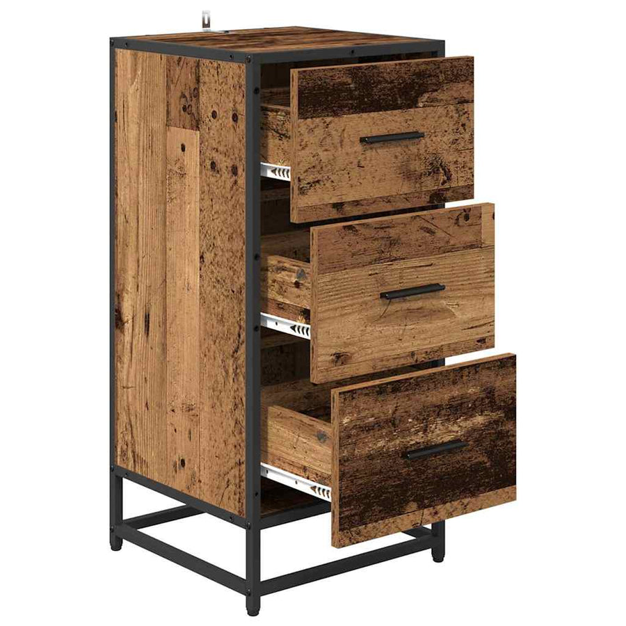 Dressoir met lade Oud hout 35.5 x 35 x 76 cm Bewerkt hout