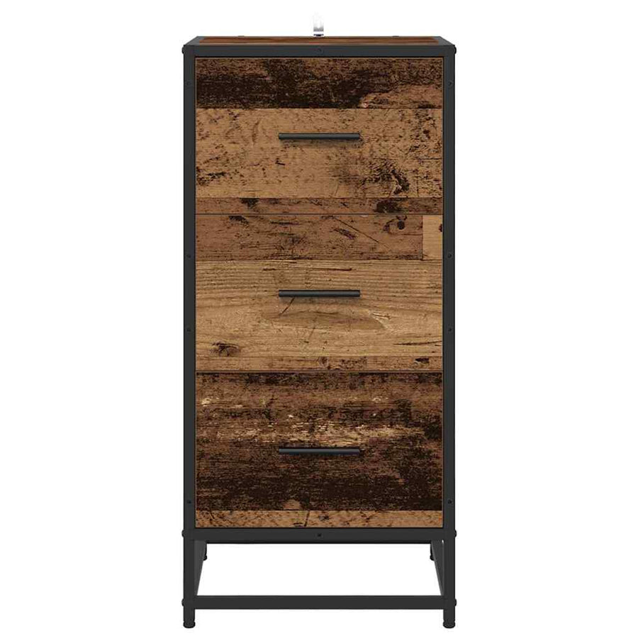 Dressoir met lade Oud hout 35.5 x 35 x 76 cm Bewerkt hout
