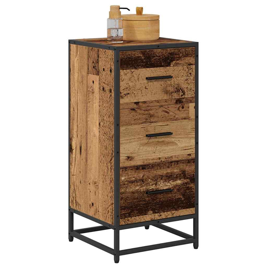 Dressoir met lade Oud hout 35.5 x 35 x 76 cm Bewerkt hout