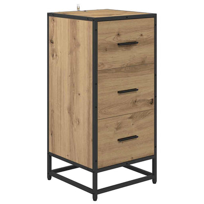 Dressoir artisanaal eikenkleurig 35.5 x 35 x 76 cm Bewerkt hout