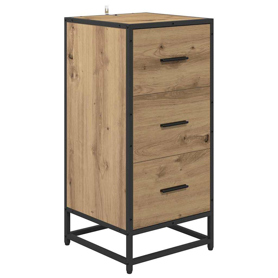 Dressoir artisanaal eikenkleurig 35.5 x 35 x 76 cm Bewerkt hout