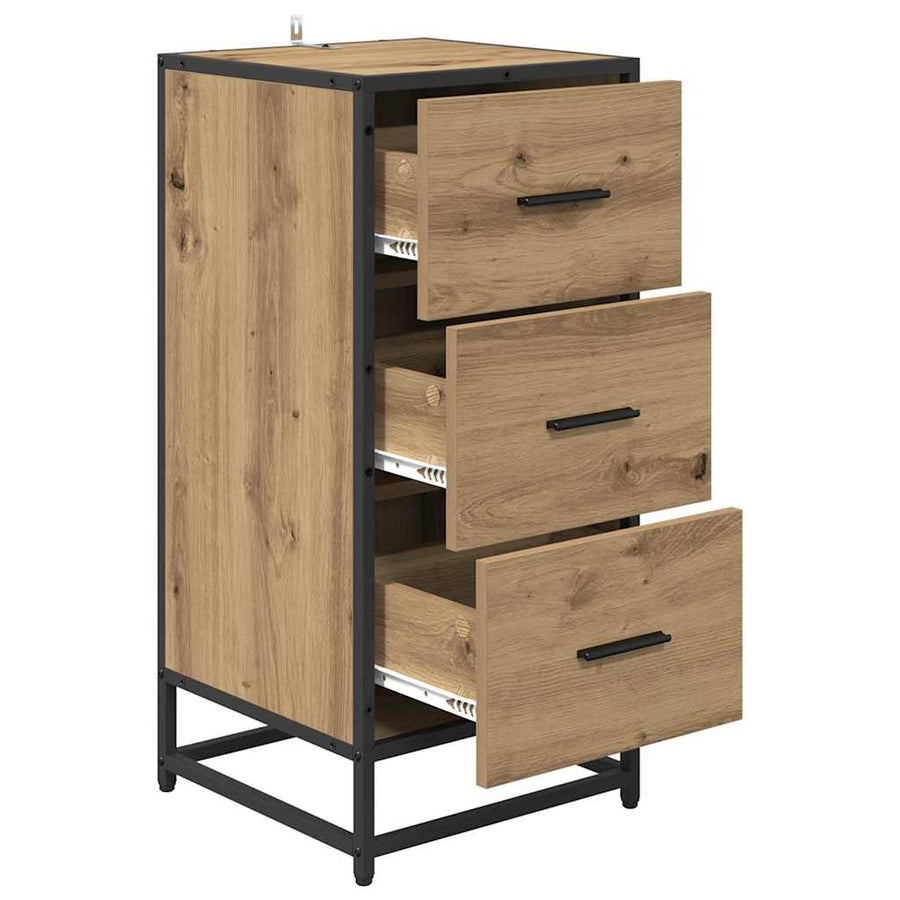 Dressoir artisanaal eikenkleurig 35.5 x 35 x 76 cm Bewerkt hout