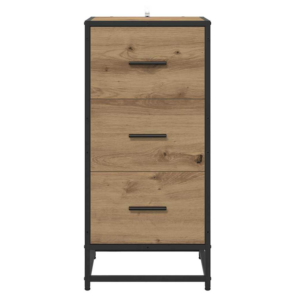 Dressoir artisanaal eikenkleurig 35.5 x 35 x 76 cm Bewerkt hout