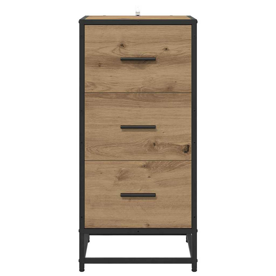 Dressoir artisanaal eikenkleurig 35.5 x 35 x 76 cm Bewerkt hout