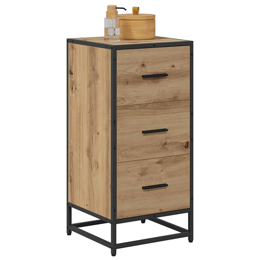 Dressoir artisanaal eikenkleurig 35.5 x 35 x 76 cm Bewerkt hout