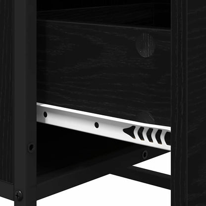 Dressoir met lade Zwart eiken 35.5 x 35 x 76 cm Bewerkt hout