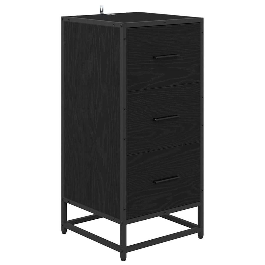 Dressoir met lade Zwart eiken 35.5 x 35 x 76 cm Bewerkt hout