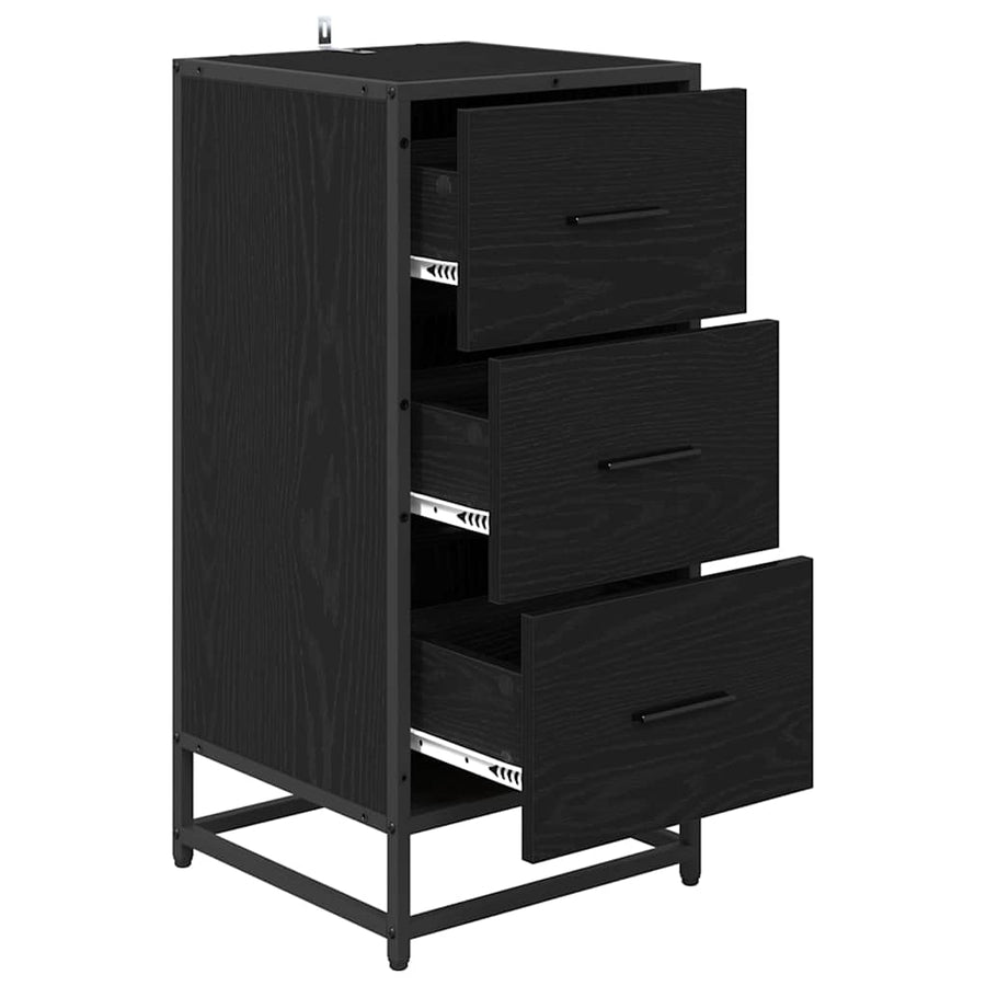Dressoir met lade Zwart eiken 35.5 x 35 x 76 cm Bewerkt hout