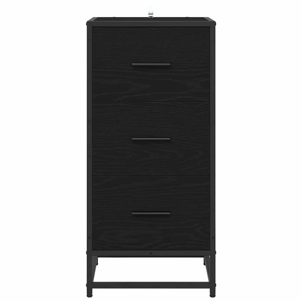 Dressoir met lade Zwart eiken 35.5 x 35 x 76 cm Bewerkt hout
