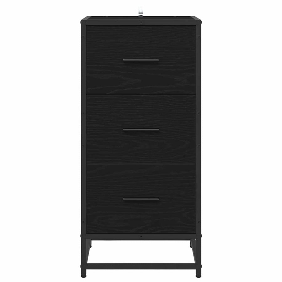 Dressoir met lade Zwart eiken 35.5 x 35 x 76 cm Bewerkt hout