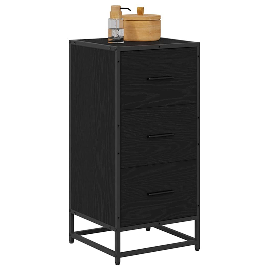 Dressoir met lade Zwart eiken 35.5 x 35 x 76 cm Bewerkt hout
