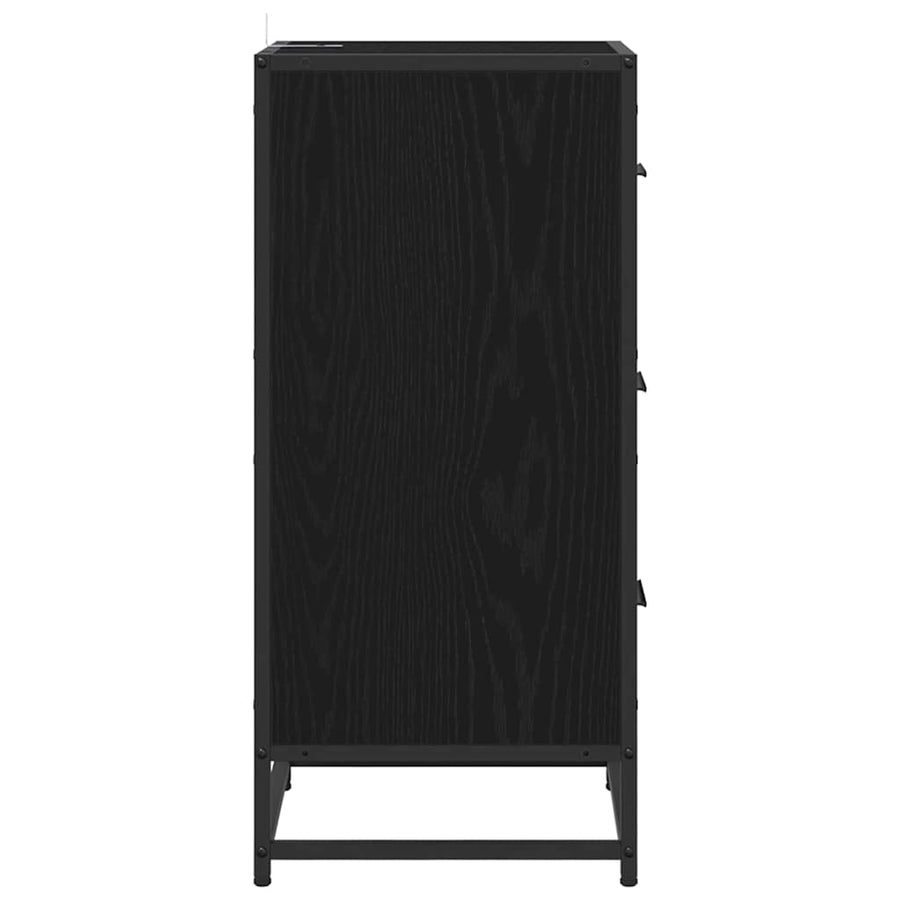 Dressoir met lade Zwart eiken 35.5 x 35 x 76 cm Bewerkt hout