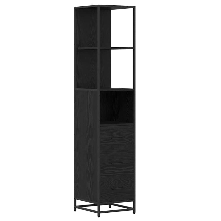 Badkamermeubelset Zwart Eiken 35 x 37,5 x 166 cm Bewerkt hout