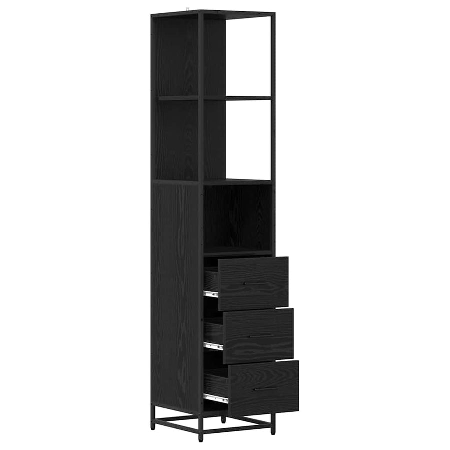 Badkamermeubelset Zwart Eiken 35 x 37,5 x 166 cm Bewerkt hout
