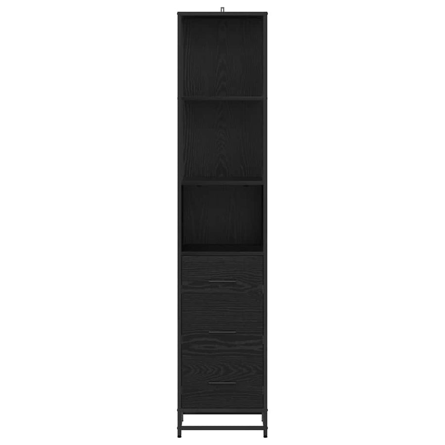 Badkamermeubelset Zwart Eiken 35 x 37,5 x 166 cm Bewerkt hout