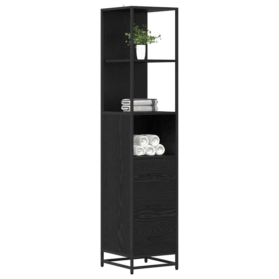 Badkamermeubelset Zwart Eiken 35 x 37,5 x 166 cm Bewerkt hout