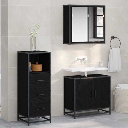 Badkamer Kast Zwart eiken 35 x 37,5 x 100 cm Bewerkt hout