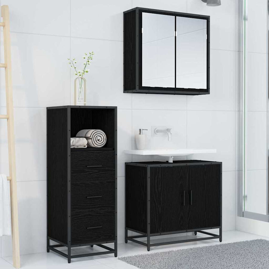 Badkamer Kast Zwart eiken 35 x 37,5 x 100 cm Bewerkt hout
