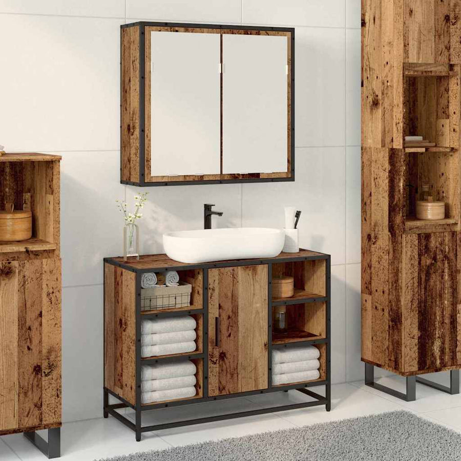 Wandplank met plank Wandgemonteerd Oudhout 65 x 20 x 60 cm