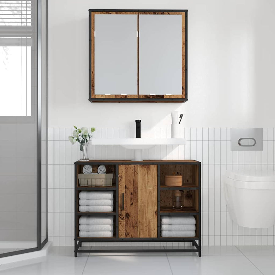 Wandplank met plank Wandgemonteerd Oudhout 65 x 20 x 60 cm