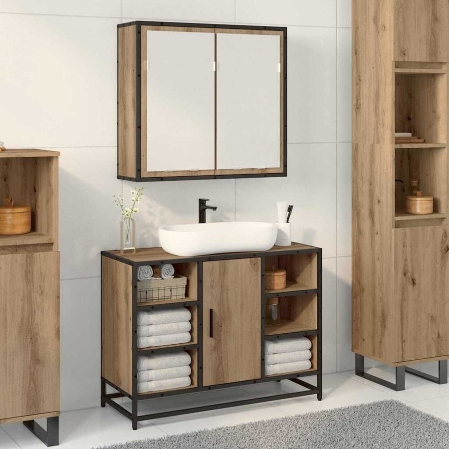 Wandplank met plank met opslag Artisan Eiken 65 x 20 x 60 cm