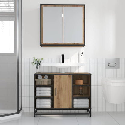 Wandplank met plank met opslag Artisan Eiken 65 x 20 x 60 cm