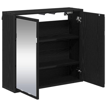 Wandplank met plank Wandgemonteerd Zwart Eiken 65 x 20 x 60 cm
