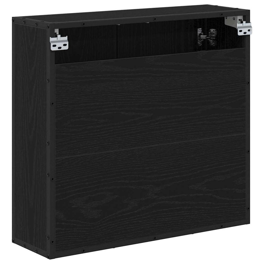 Wandplank met plank Wandgemonteerd Zwart Eiken 65 x 20 x 60 cm