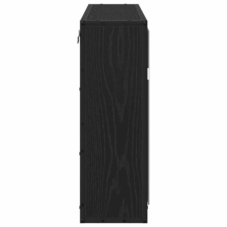 Wandplank met plank Wandgemonteerd Zwart Eiken 65 x 20 x 60 cm