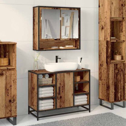 Badkamer spiegelkast Oud hout 65 x 20 x 60 cm Bewerkt hout