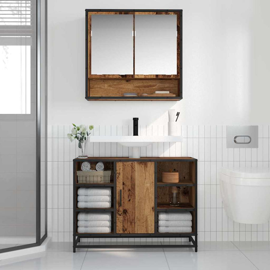 Badkamer spiegelkast Oud hout 65 x 20 x 60 cm Bewerkt hout