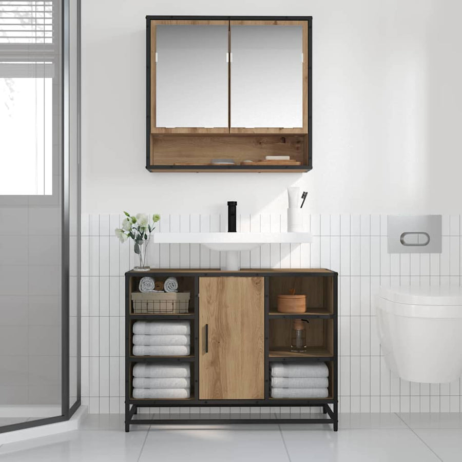 Wandplank met plank met opslag Artisan Eiken 65 x 20 x 60 cm