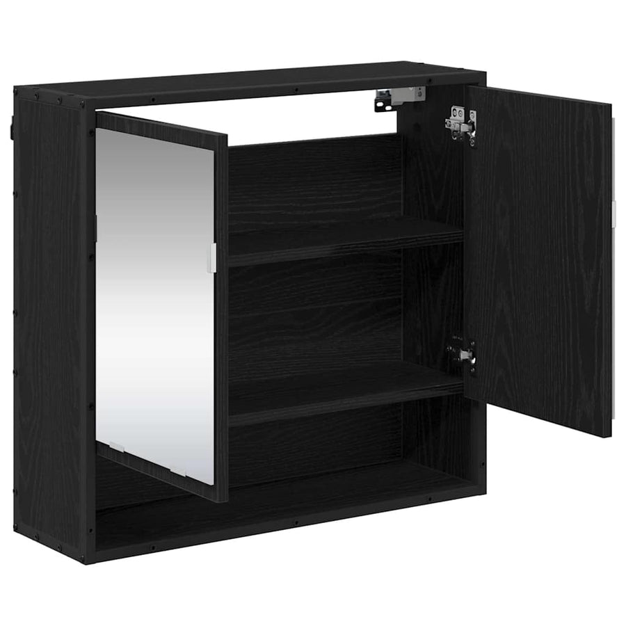 Wandplank met plank Wandgemonteerd Zwart Eiken 65 x 20 x 60 cm