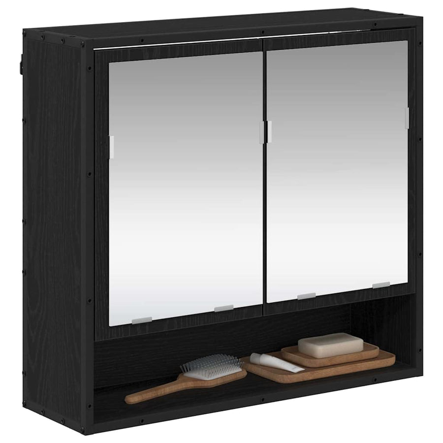 Wandplank met plank Wandgemonteerd Zwart Eiken 65 x 20 x 60 cm