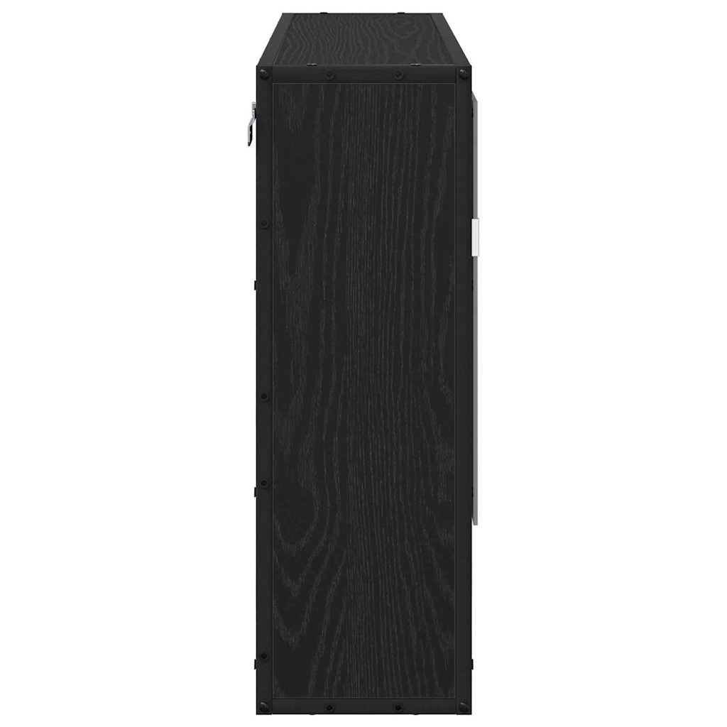 Wandplank met plank Wandgemonteerd Zwart Eiken 65 x 20 x 60 cm