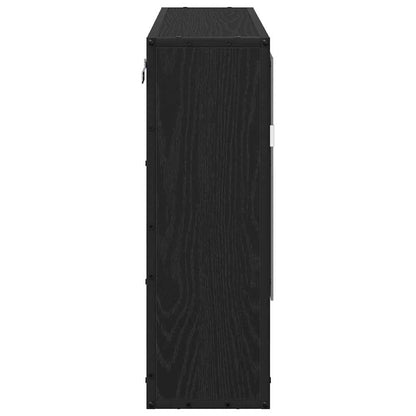 Wandplank met plank Wandgemonteerd Zwart Eiken 65 x 20 x 60 cm