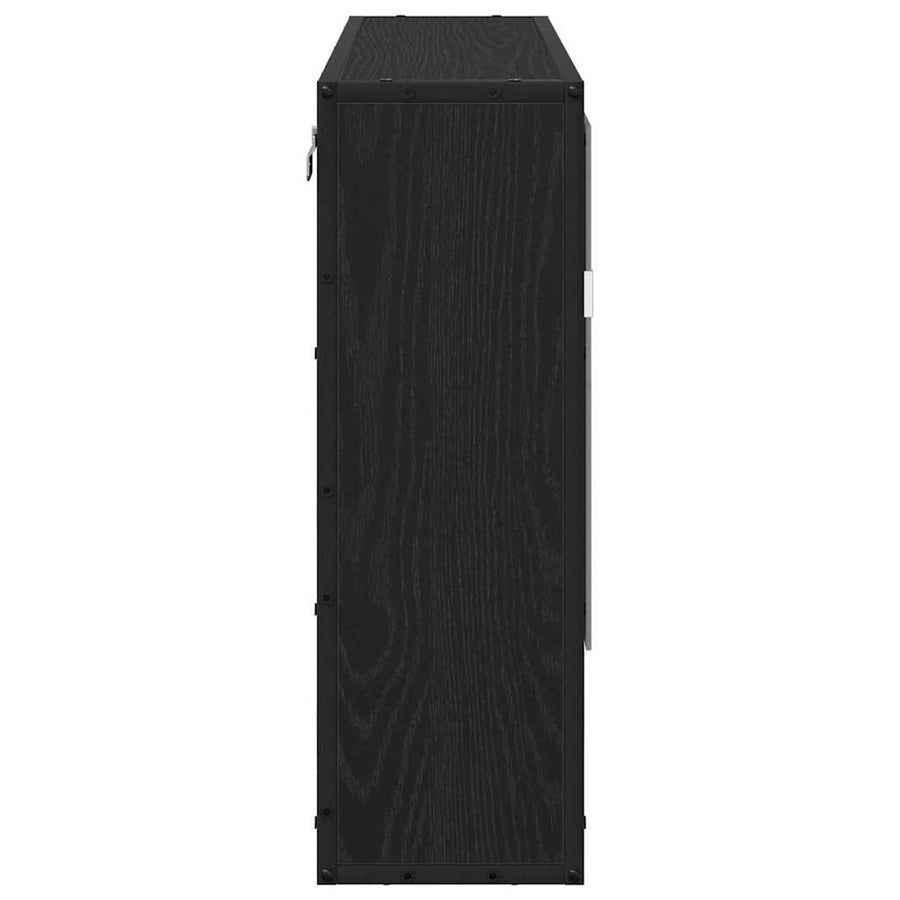 Wandplank met plank Wandgemonteerd Zwart Eiken 65 x 20 x 60 cm