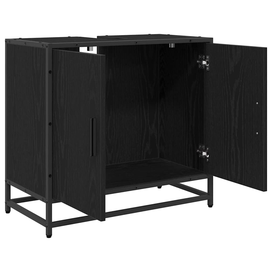 Badkamertenk te kast Zwart Eiken 65 x 33 x 60 cm Bewerkt hout