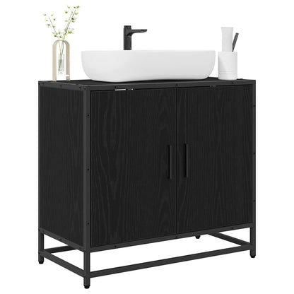Badkamertenk te kast Zwart Eiken 65 x 33 x 60 cm Bewerkt hout