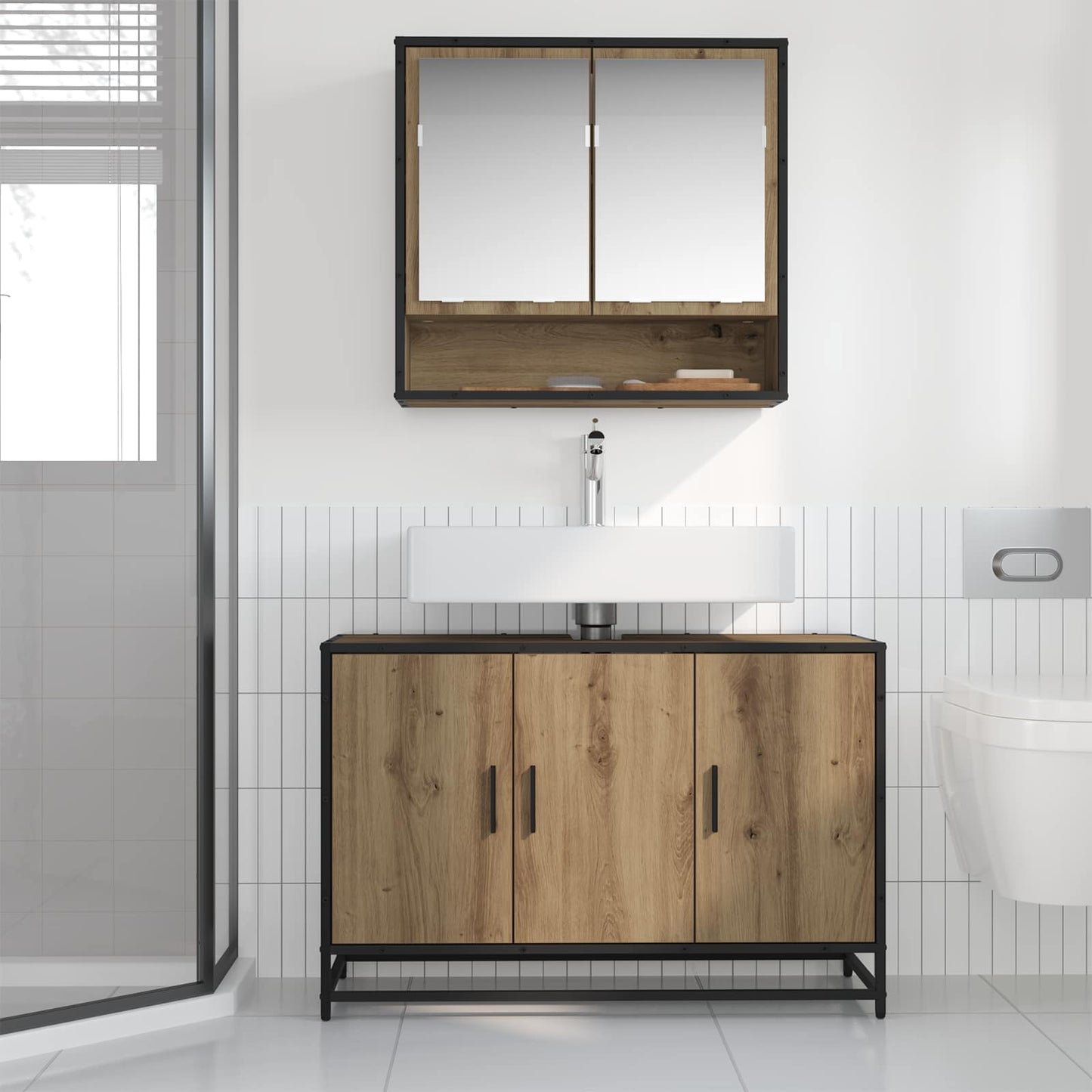 Badkamerkast Artisan Eiken 90 x 33 x 60 cm Bewerkt hout