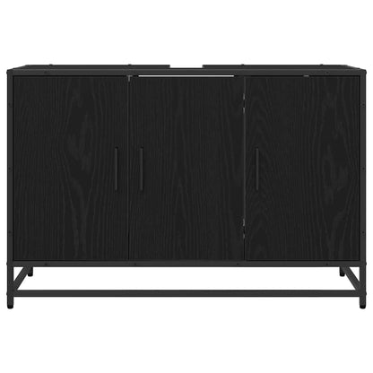 Badkamerkast Zwart Eiken 90 x 33 x 60 cm Bewerkt hout