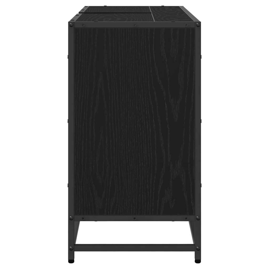 Badkamerkast Zwart Eiken 90 x 33 x 60 cm Bewerkt hout