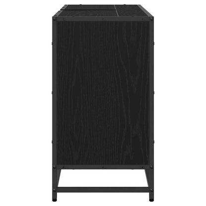 Badkamerkast Zwart Eiken 90 x 33 x 60 cm Bewerkt hout