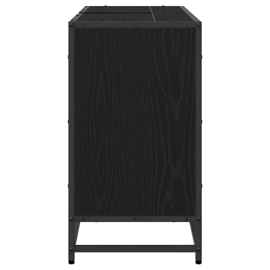 Badkamerkast Zwart Eiken 90 x 33 x 60 cm Bewerkt hout