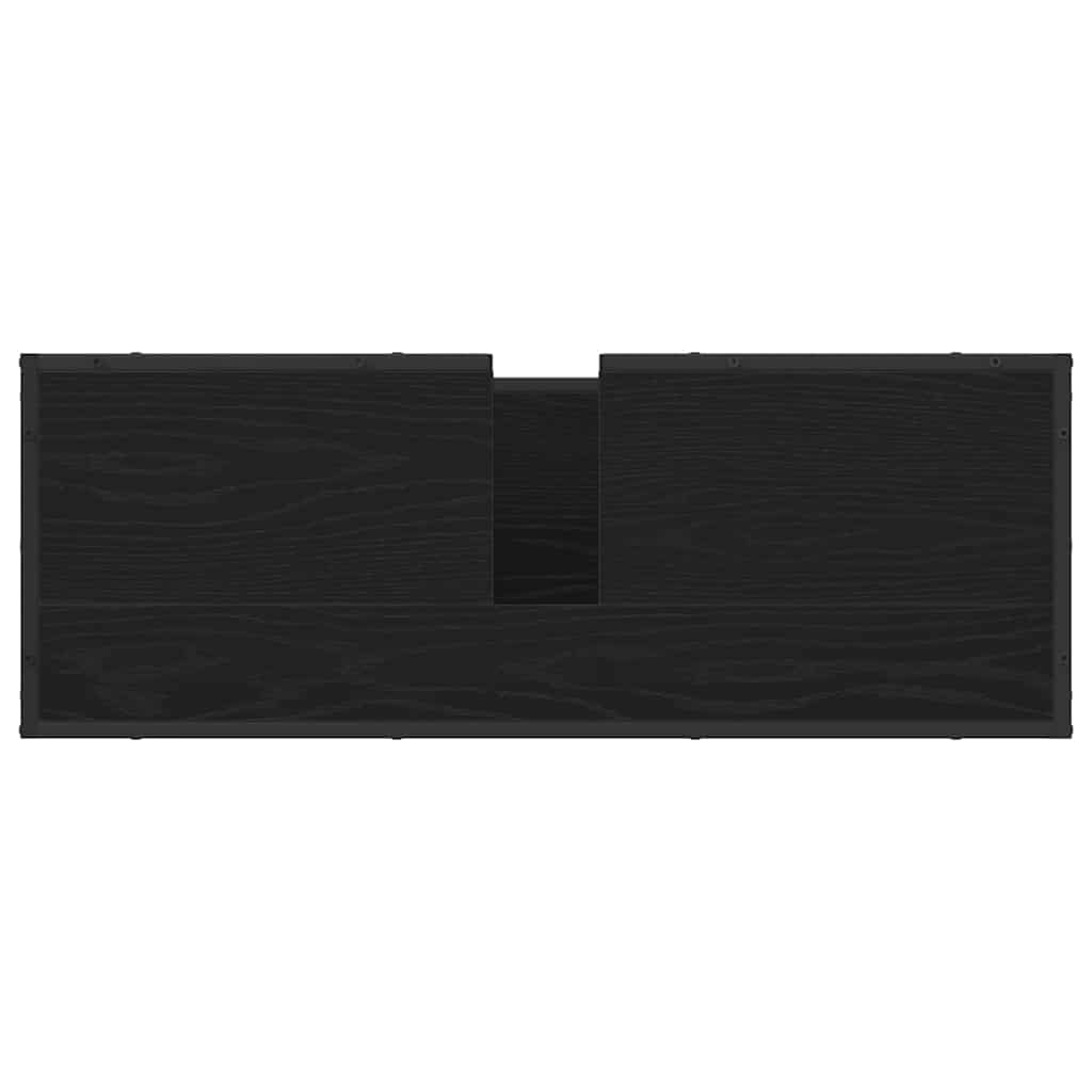Badkamerkast Zwart Eiken 90 x 33 x 60 cm Bewerkt hout
