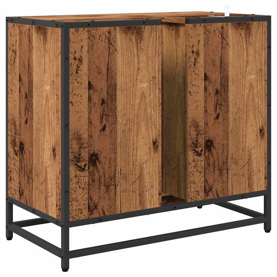 Badkamerkast Met Lade 65 X 33 X 60 Cm Bewerkt Hout Oud hout