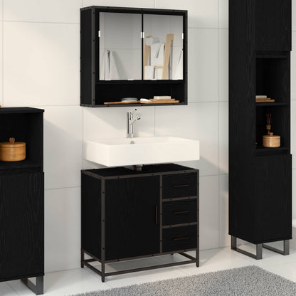 Badkamerkast met lade Zwart Eiken 65 x 33 x 60 cm Bewerkt hout