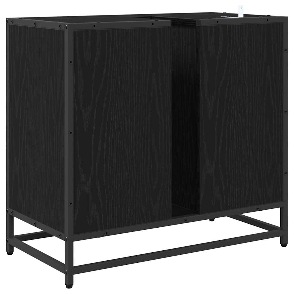 Badkamerkast met lade Zwart Eiken 65 x 33 x 60 cm Bewerkt hout